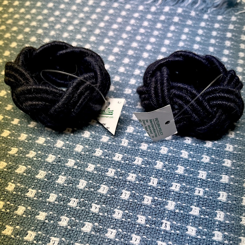 Navy Blue Braided Napkin Rings - NWT (Set of 2)